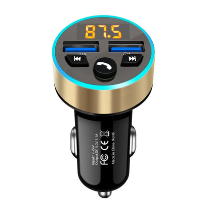 Halo Car MP3 Bluetooth Player Car Charger Car FM Transmitter 3.1A Car Charger(Tyrant Gold) - In Car by buy2fix | Online Shopping UK | buy2fix