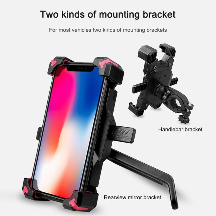 Electric Bicycle Mobile Phone Holder Can Be Rotated 360-degree Mobile Phone Holder Four-way Adjustment Bracket for Motorcycle, Style:Handlebars(Black) - Holders by buy2fix | Online Shopping UK | buy2fix