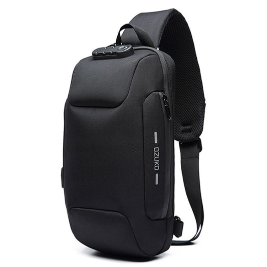 OZUKO 9223 Anti-theft Men Chest Bag Waterproof Crossbody Bag with External USB Charging Port, Style:Large Size(Black) - Outdoor & Sports by Ozuko | Online Shopping UK | buy2fix