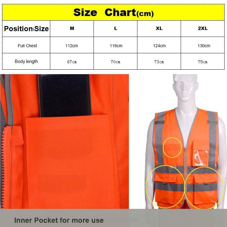 Multi-pockets Safety Vest Reflective Workwear Clothing, Size:L-Chest 118cm(Yellow) - Reflective Safety Clothing by buy2fix | Online Shopping UK | buy2fix