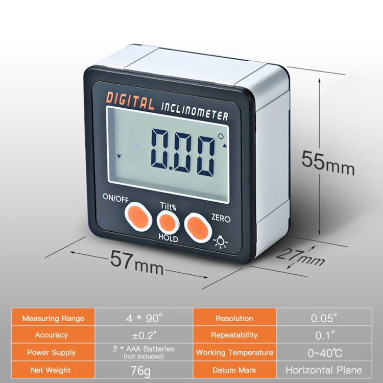 IP54 Precision Electronic Digital Display Inclinometer 4 x 90 Degree Protractor Angle Box - Consumer Electronics by buy2fix | Online Shopping UK | buy2fix