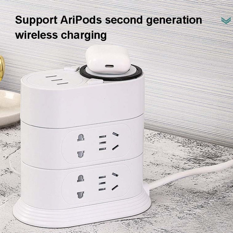 Mobile Phone Wireless Charging Socket Creative Smart USB Power Strip Multi-Function Desktop Vertical Power Strip, CN Plug, Specification: 0.8 Meters, Style:3 Layer(Black) - Consumer Electronics by buy2fix | Online Shopping UK | buy2fix