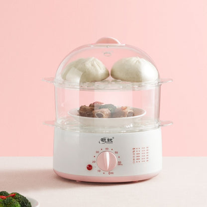 LINGRUI Timer Mini Multi-Function Egg Cooker Automatic Power Off Home Breakfast Machine, CN Plug, Specification:Double Layers(Grey) - Home & Garden by buy2fix | Online Shopping UK | buy2fix