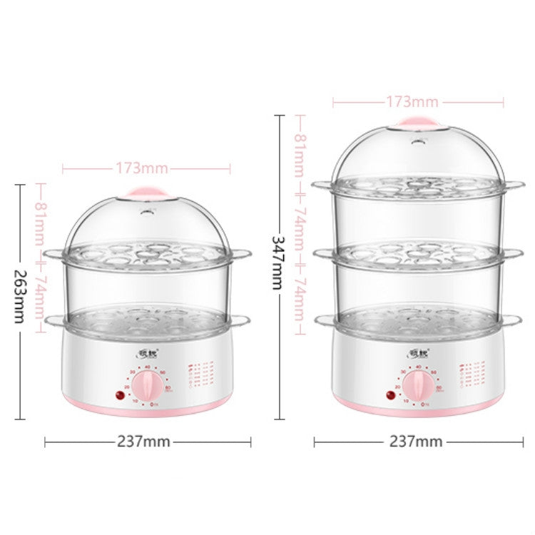 LINGRUI Timer Mini Multi-Function Egg Cooker Automatic Power Off Home Breakfast Machine, CN Plug, Specification:Double Layers(Pink) - Home & Garden by buy2fix | Online Shopping UK | buy2fix