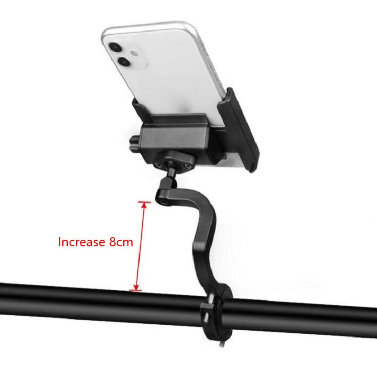 CYCLINGBOX Aluminum Alloy Mobile Phone Holder Bicycle Riding Takeaway Rotatable Metal Mobile Phone Bracket, Style:Heightened Handlebar Installation(Black) - Holders by CYCLINGBOX | Online Shopping UK | buy2fix