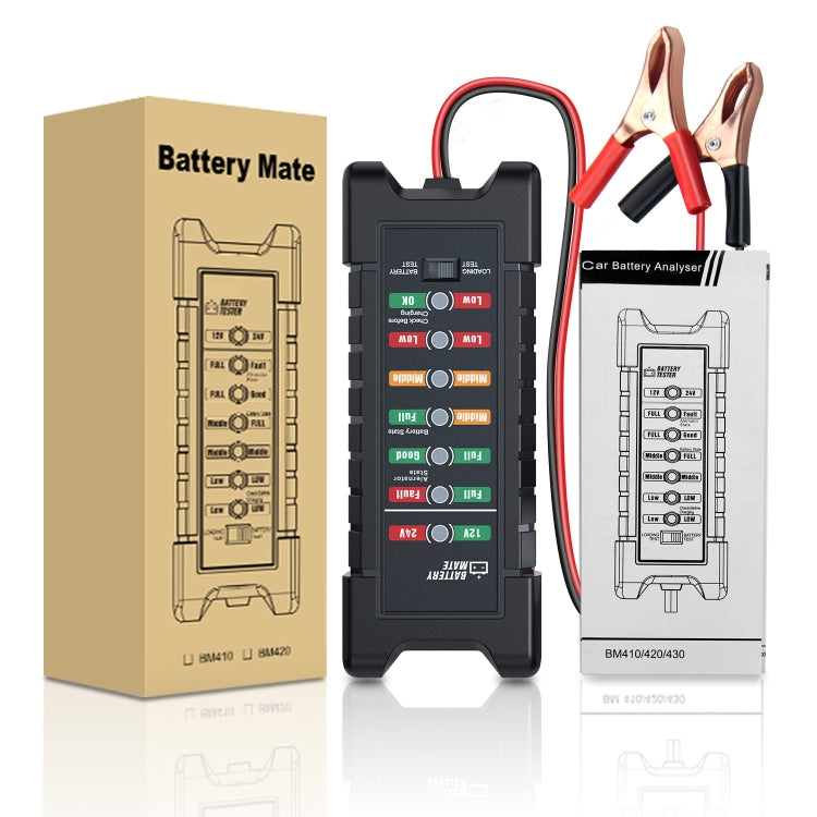 YAWOA BM410 Storage Battery Tester 12V/24V Load Test LED Smart Car Battery Tester Clip - In Car by buy2fix | Online Shopping UK | buy2fix
