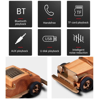 AS60 Retro Car Shape Wooden Subwoofer Mini Wireless Bluetooth Speaker(Dark Wood) - Mini Speaker by buy2fix | Online Shopping UK | buy2fix