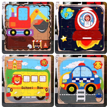 5 PCS KBX-017 Children Wooden Picture Puzzle Baby Early Education Toys(Bus) - Puzzle Toys by buy2fix | Online Shopping UK | buy2fix