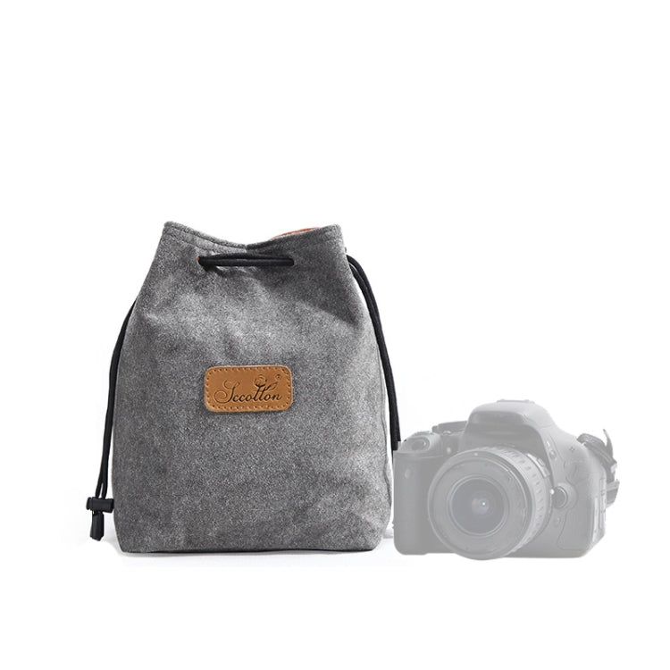 S.C.COTTON Liner Shockproof Digital Protection Portable SLR Lens Bag Micro Single Camera Bag Square Gray M - Camera Accessories by S.C.COTTON | Online Shopping UK | buy2fix