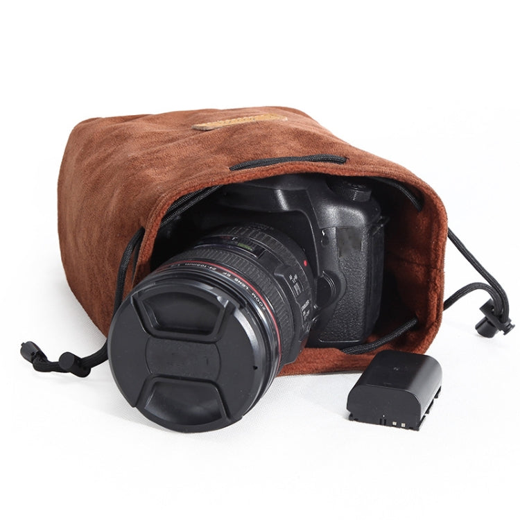 S.C.COTTON Liner Shockproof Digital Protection Portable SLR Lens Bag Micro Single Camera Bag Square Brown S - Camera Accessories by S.C.COTTON | Online Shopping UK | buy2fix