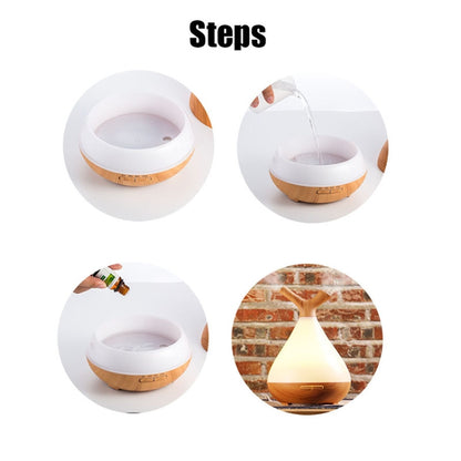 YCTA-008 Household Mute Small Wood Grain Colorful Light Aroma Diffuser Night Tree Air Humidifier, Product specifications: EU Plug(Deep Wood Grain) - Home & Garden by buy2fix | Online Shopping UK | buy2fix