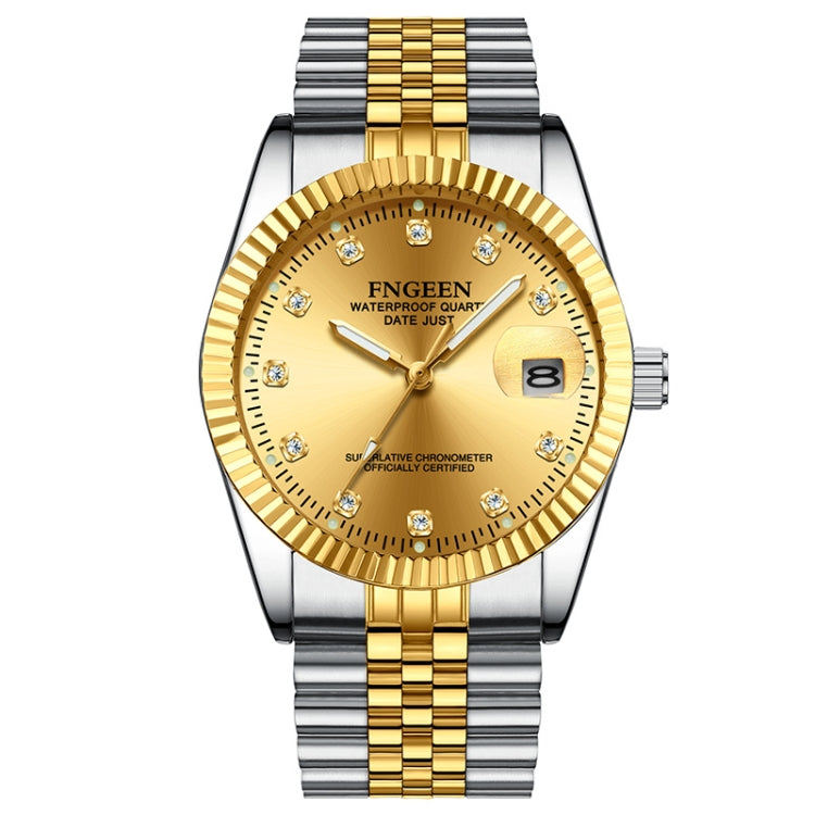 FNGEEN 7008 Men Fashion Diamond Dial Watch Couple Watch(Golden Surface) - Couple Watches by FNGEEN | Online Shopping UK | buy2fix