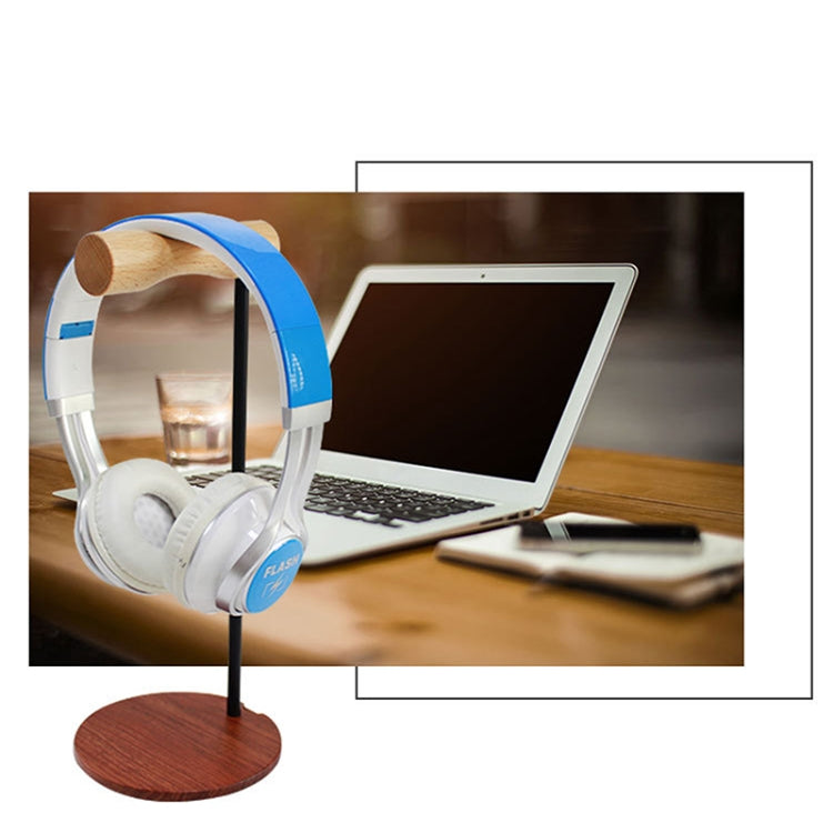 Creative Metal Rod Wooden Head-mounted Headphone Stand Display Holder, Colour: Double-sided White Metal Rod - Headset Stand by buy2fix | Online Shopping UK | buy2fix