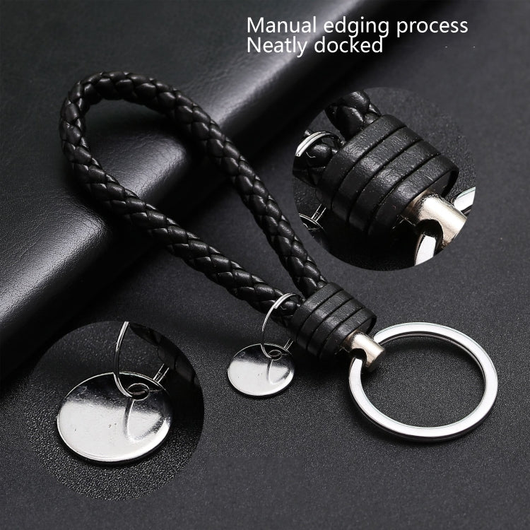 100 PCS Woven Leather Cord Keychain Car Pendant Leather Key Ring Baotou With Small Round Piece(Black) - Key Rings by buy2fix | Online Shopping UK | buy2fix