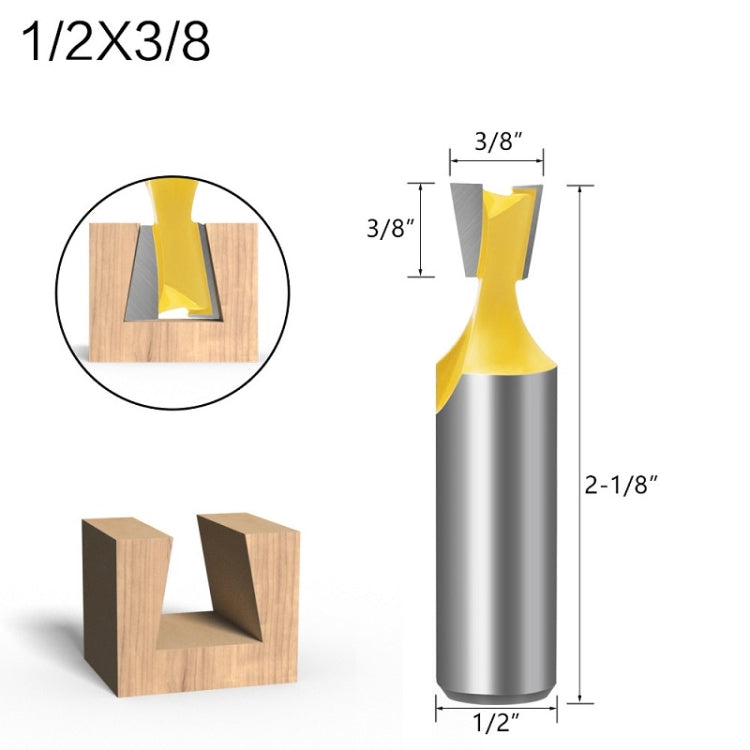 1/2 Handle Dovetail Cutter Wood Engraving Small Milling Cutter, Specification: 1/2x3/8mm - Others by buy2fix | Online Shopping UK | buy2fix