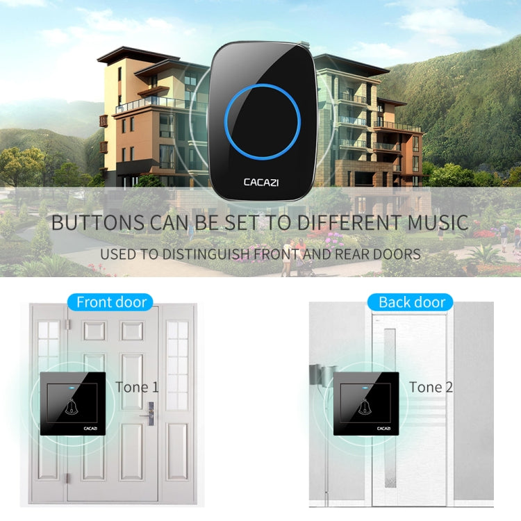 CACAZI H10 1 For 2 Home Wireless Music Doorbell without Battery, Plug:EU Plug(White) - Security by CACAZI | Online Shopping UK | buy2fix