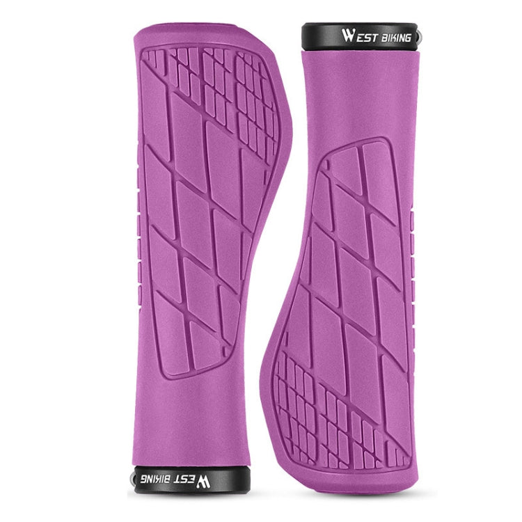 1 Pair WEST BIKING YP0804060 Bicycle Grips Mountain Bike Non-Slip Rubber Grips(Purple) - Outdoor & Sports by WEST BIKING | Online Shopping UK | buy2fix