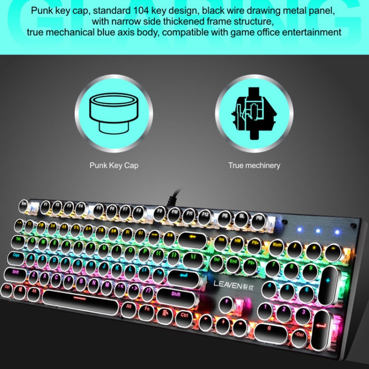 104 Keys Green Shaft RGB Luminous Keyboard Computer Game USB Wired Metal Mechanical Keyboard, Cabel Length:1.5m, Style: Double Imposition Version (Blue White) - Wired Keyboard by buy2fix | Online Shopping UK | buy2fix