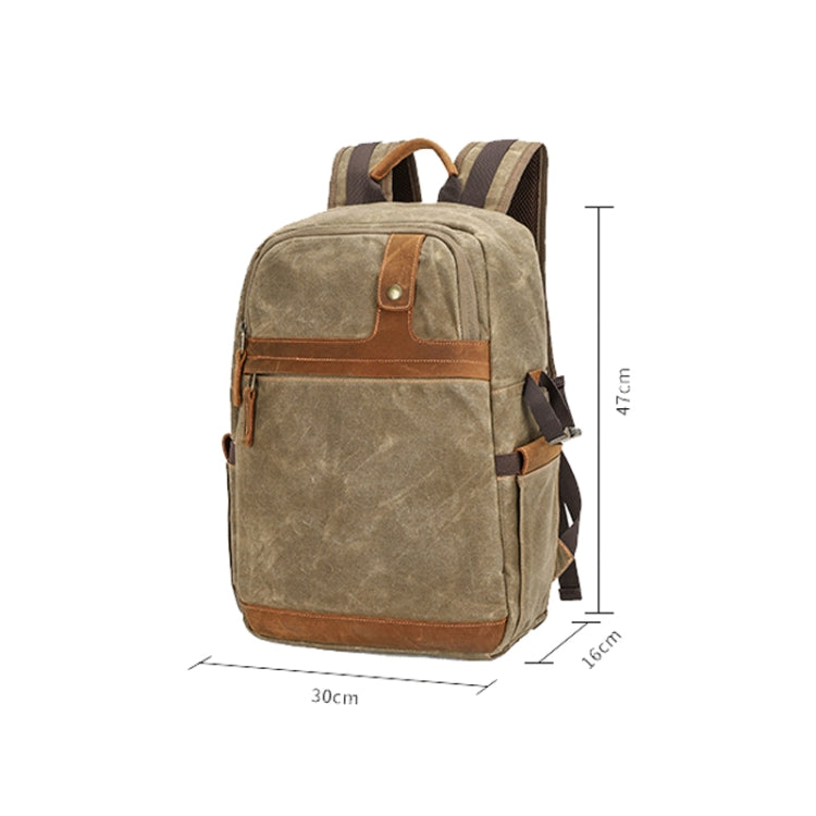 D1383 Outdoor SLR Digital Camera Backpack Waterproof Batik Canvas Camera Bag(Khaki) - Camera Accessories by buy2fix | Online Shopping UK | buy2fix