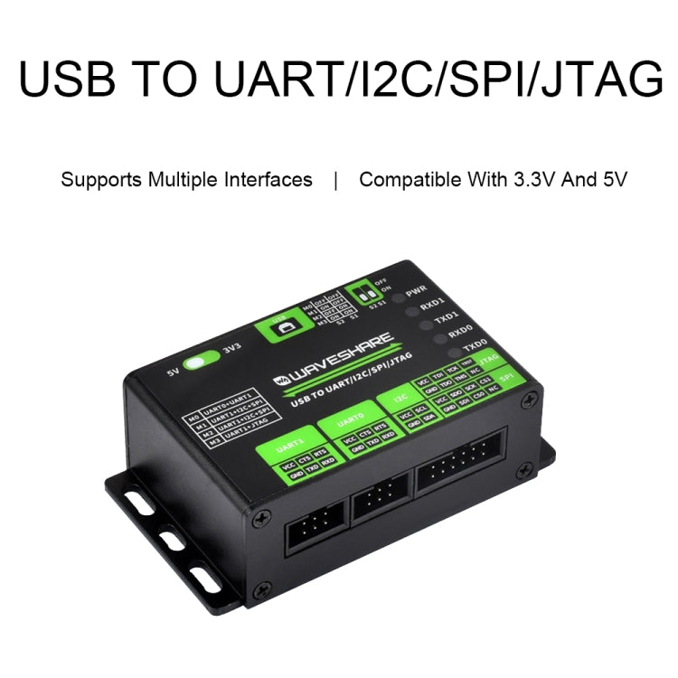 Waveshare 25411 3.3/5V USB To UART/I2C/SPI/JTAG Converter, Supports Multiple Interfaces - Modules Expansions Accessories by Waveshare | Online Shopping UK | buy2fix