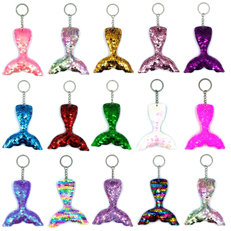 10 PCS Reflective Mermaid Keychain Sequins Mermaid Tail Accessories Car Luggage Pendant(Colorful Purple 61) - In Car by buy2fix | Online Shopping UK | buy2fix