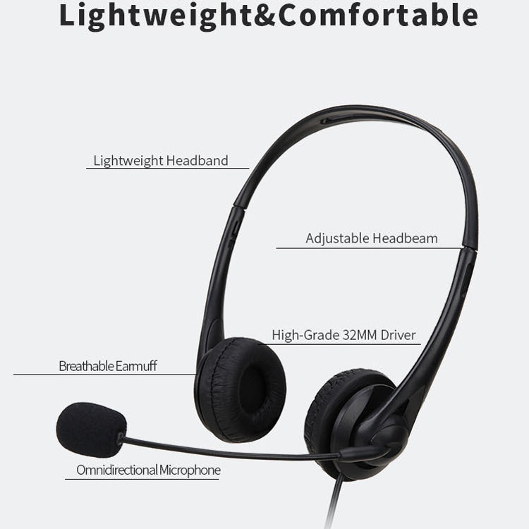 SOYTO SY490 Teaching Office Network Class Student Education Computer Headset, Style: Double Ear Black USB - Multimedia Headset by SOYTO | Online Shopping UK | buy2fix