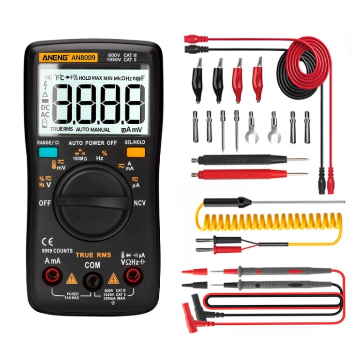 ANENG AN8009 NVC Digital Display Multimeter, Specification: Standard with Cable(Black) - Consumer Electronics by ANENG | Online Shopping UK | buy2fix