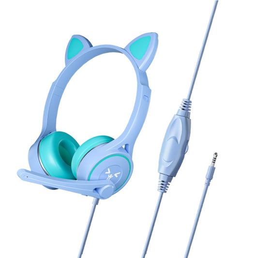 Soyto SY-G30 Cat Ear Computer Headset, Style: Non-luminous Version (Light Blue) - Multimedia Headset by Soyto | Online Shopping UK | buy2fix