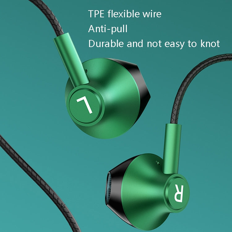 TS6800 3.5mm Metal Elbow Noise Cancelling Wired Game Earphone(Green) - Normal Style Earphone by buy2fix | Online Shopping UK | buy2fix