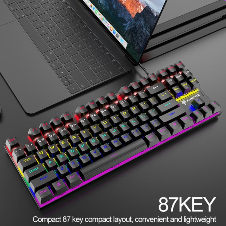 XUNFOX K80 87 Keys Wired Gaming Mechanical Illuminated Keyboard, Cable Length:1.5m(Black Gray) - Wired Keyboard by XUNFOX | Online Shopping UK | buy2fix