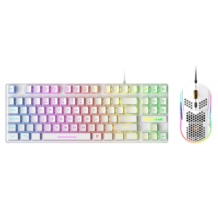 ZIYOU LANG T2 88 Keys Gaming Mechanical Luminous Keyboard and Mouse Set, Cable Length: 1.6m(White) - Wired Keyboard by buy2fix | Online Shopping UK | buy2fix