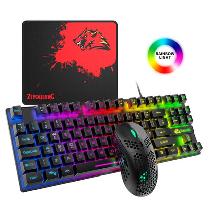 ZIYOU LANG T2 88 Keys Gaming Mechanical Luminous Keyboard and Mouse Set, Cable Length: 1.6m(White) - Wired Keyboard by buy2fix | Online Shopping UK | buy2fix