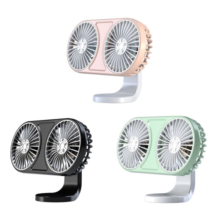 F211 Car Double Head With Led Electric Fan Car Air Outlet Instrument Panel USB Mini Fan(Green) - In Car by buy2fix | Online Shopping UK | buy2fix