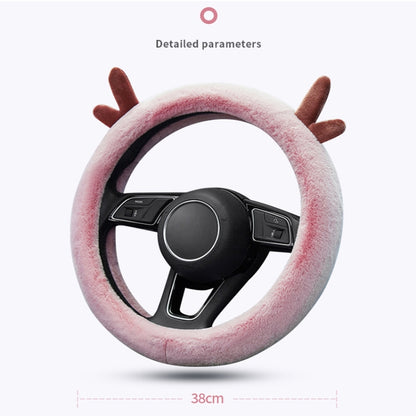 Antler Thick Plush Steering Wheel Cover, Style: O Type (Black) - In Car by buy2fix | Online Shopping UK | buy2fix