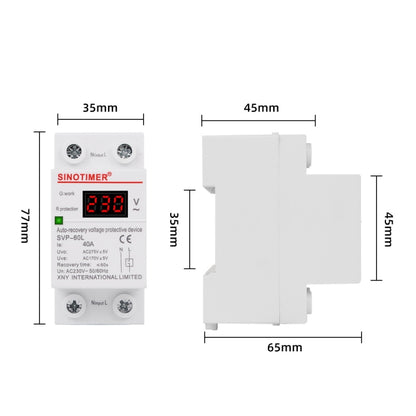 SINOTIMER 220V LED Digital Display Delay Automatic Reset Under-voltage Protector(SVP-60L) - Other Tester Tool by SINOTIMER | Online Shopping UK | buy2fix