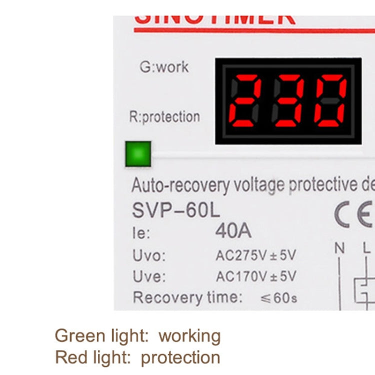 SINOTIMER 220V LED Digital Display Delay Automatic Reset Under-voltage Protector(SVP-60L) - Other Tester Tool by SINOTIMER | Online Shopping UK | buy2fix