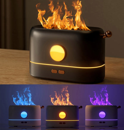 JF801 Desktop Simulation Flame Aroma Diffuser Humidifier, Color: 3 Color Light-Black - Home & Garden by buy2fix | Online Shopping UK | buy2fix