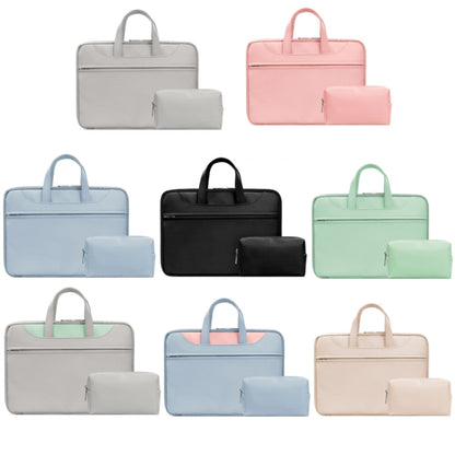 Baona BN-Q006 PU Leather Full Opening Laptop Handbag For 15/15.6/16 inches(Gray+Power Bag) - 15.6 - 17 inch by Baona | Online Shopping UK | buy2fix