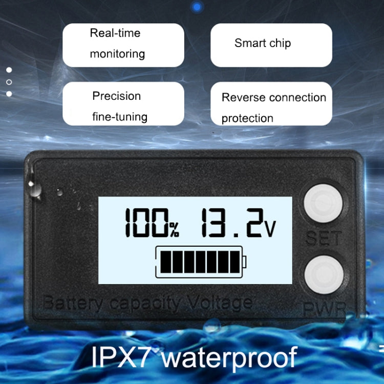 Waterproof LCD Two-wire Lead-acid Lithium Battery Digital Display Voltage Meter 8-100V (White) - Consumer Electronics by buy2fix | Online Shopping UK | buy2fix