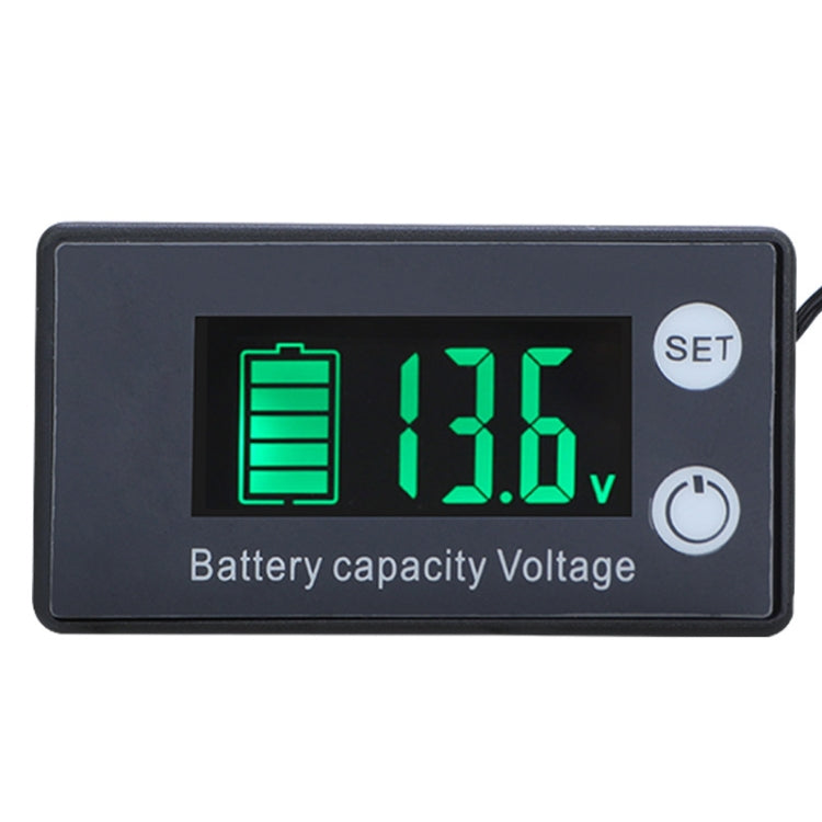 Two-Line Digital Display DC Voltmeter Lead-Acid Lithium Battery Charge Meter, Color: Green+Temperature - Consumer Electronics by buy2fix | Online Shopping UK | buy2fix