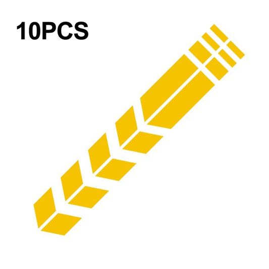 10 PCS Car Stripe Reflective Sticker Motorcycle Fender Arrow Stickers(Yellow) - In Car by buy2fix | Online Shopping UK | buy2fix