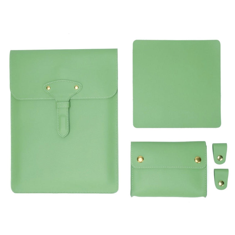 S177 3 In 1 Leather Waterproof Laptop Liner Bags, Size: 13 inches(Avocado Green) - 13.3 inch by buy2fix | Online Shopping UK | buy2fix