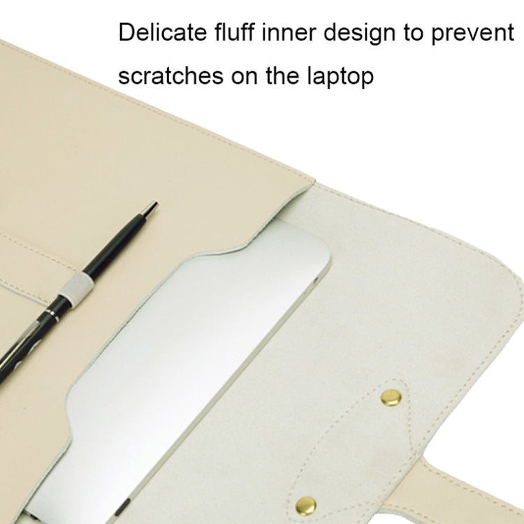 S177 3 In 1 Leather Waterproof Laptop Liner Bags, Size: 13 inches(Light Yellow) - 13.3 inch by buy2fix | Online Shopping UK | buy2fix