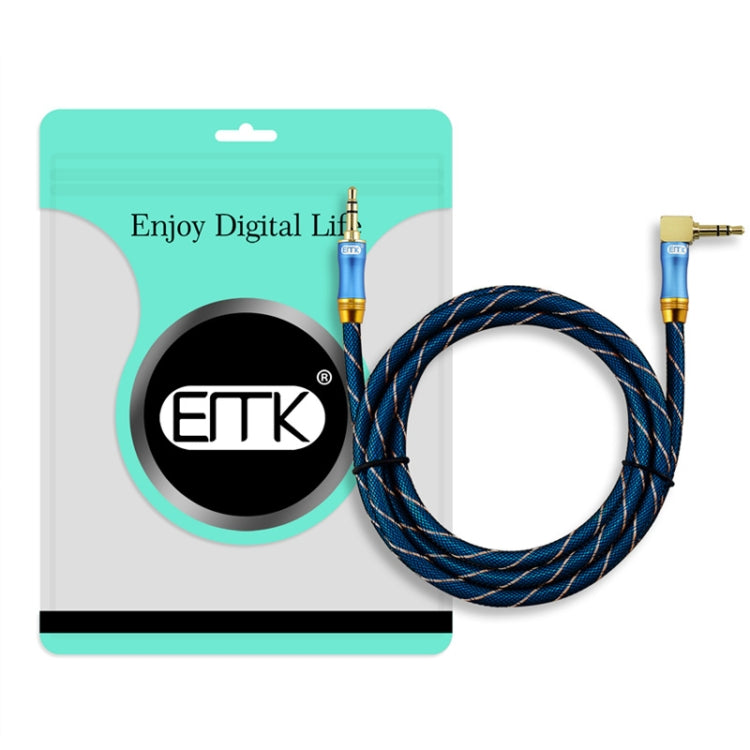 EMK 90-Degree Car 3.5mm Audio Cable Extension Cable, Cable Length: 0.5M(Blue) - Aux Cable by EMK | Online Shopping UK | buy2fix