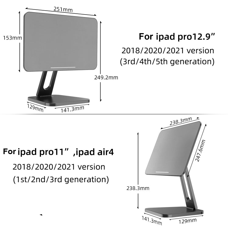 X27 Desktop Folding Rotating Tablet Magnetic Bracket For iPad Pro 11 inch (2018/2020/2021)(Grey) - Desktop Holder by buy2fix | Online Shopping UK | buy2fix