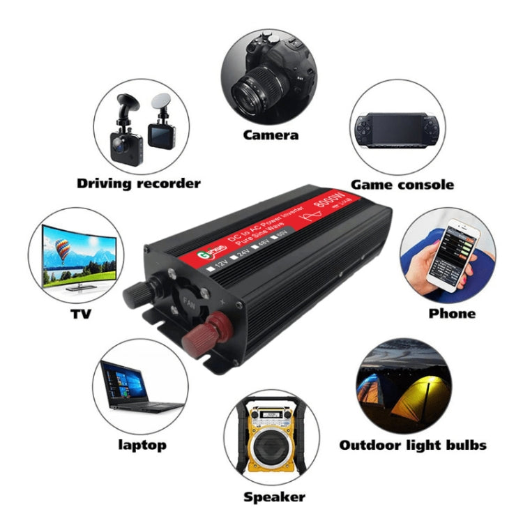 Gurxun 8000W High Power Household Car Sine Wave Inverter, Specification: 24V To 220V - In Car by Gurxun | Online Shopping UK | buy2fix