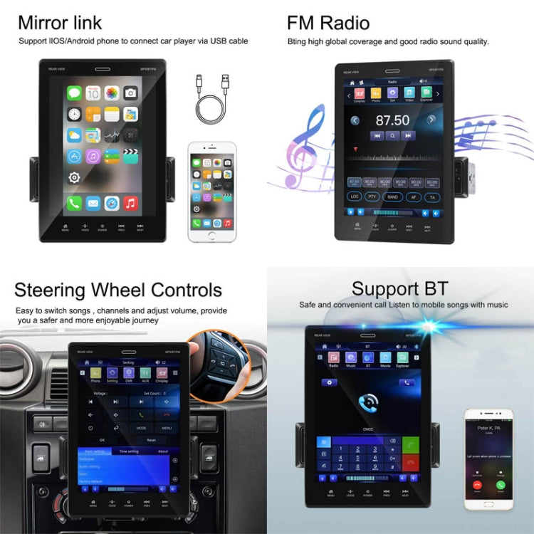 C800 9.5 Inch MP5 Single Butt Carplay Player, Style: Standard+4 Light Camera - In Car by buy2fix | Online Shopping UK | buy2fix