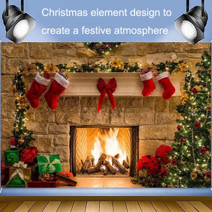 Christmas Layout Fireplace Photography Background Cloth(Yellow) - Camera Accessories by buy2fix | Online Shopping UK | buy2fix