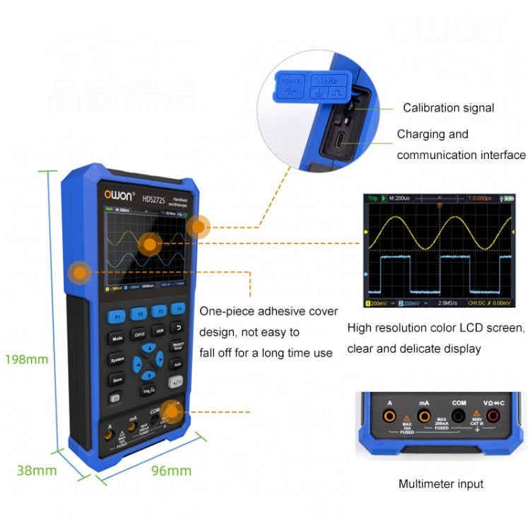OWON VC101A (3 3/4) Oscilloscope Signal Source Multifunctional All-in-one Multimeter HDS242S With Single Probe (40M Bandwidth) - Consumer Electronics by buy2fix | Online Shopping UK | buy2fix