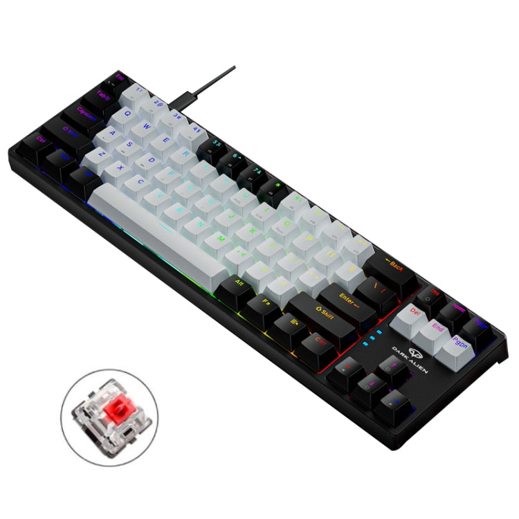 Dark Alien K710 71 Keys Glowing Game Wired Keyboard, Cable Length: 1.8m, Color: Black White Red Shaft - Wired Keyboard by Dark Alien | Online Shopping UK | buy2fix